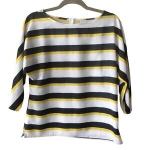 Ann Taylor LOFT striped blouse Sz S Yellow and Black Blouse Career Wear